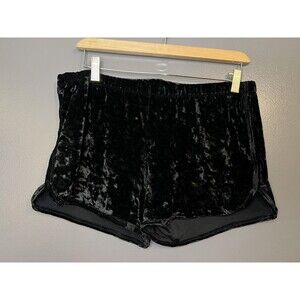 Haley & June Shorts Womens XL Black Crushed Velvet Lounge Dolphin Hem Stretch